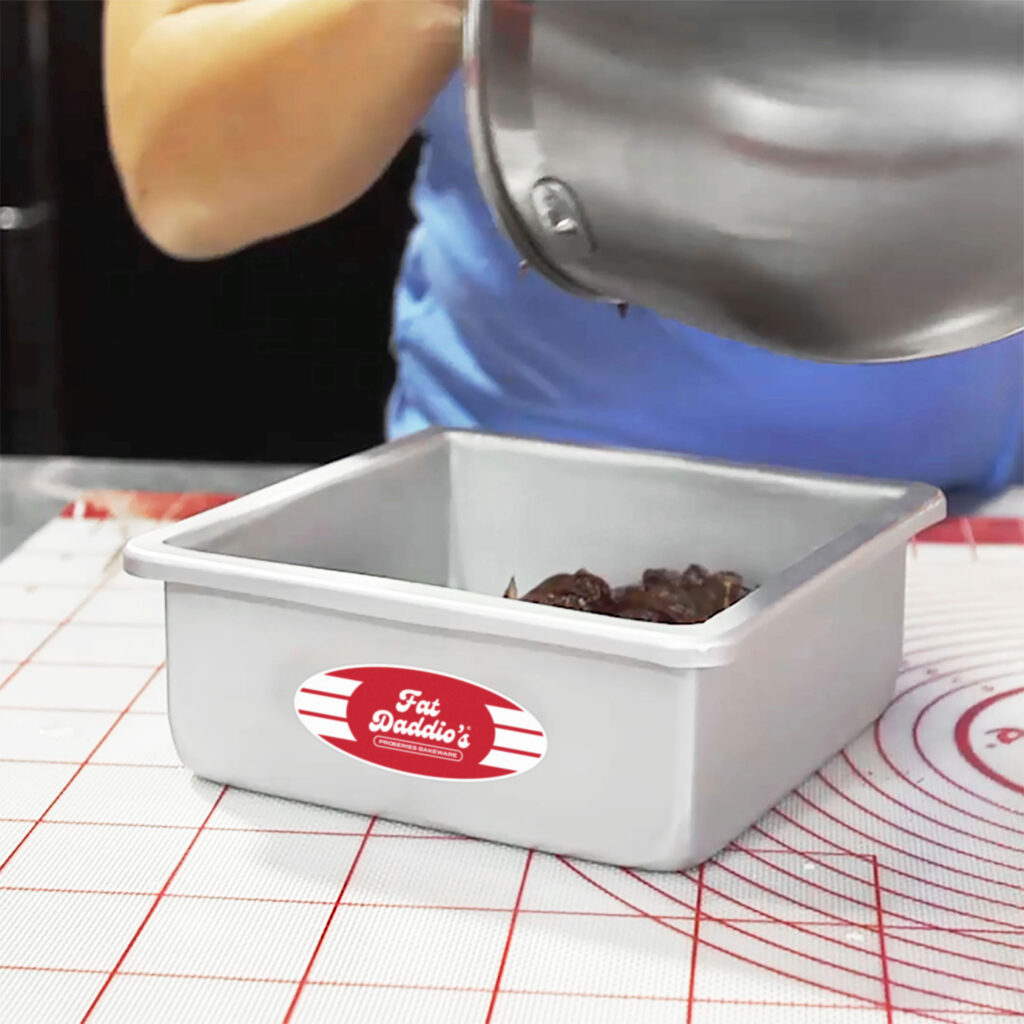 square cake pan with batter