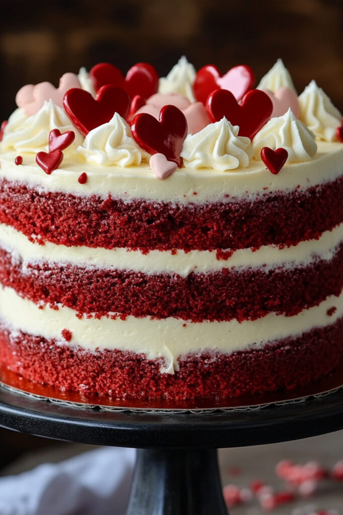 Red Velvet cake with hearts