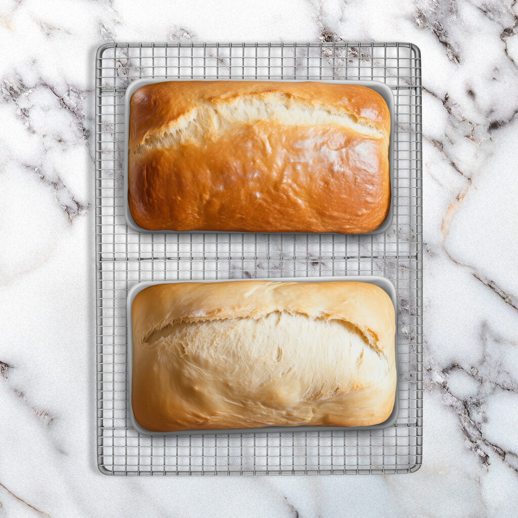 tampilan atas ke bawah roti panggang segar