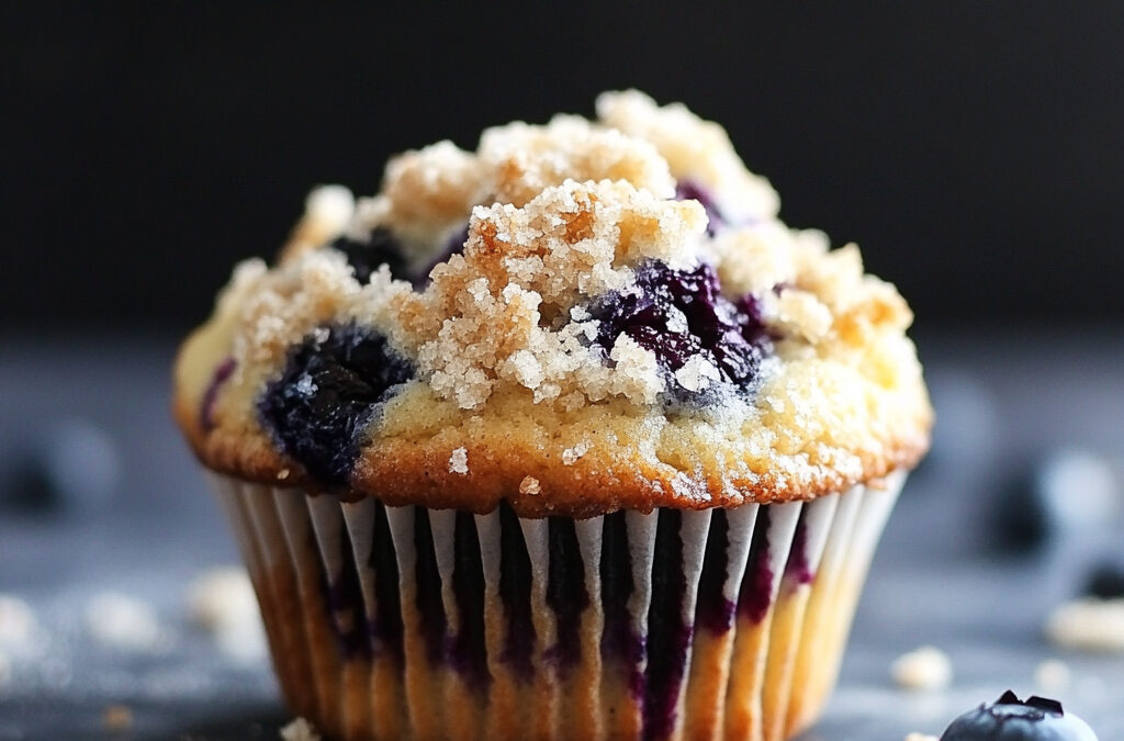 Classic Bakery Style Domed Blueberry Muffins Recipe