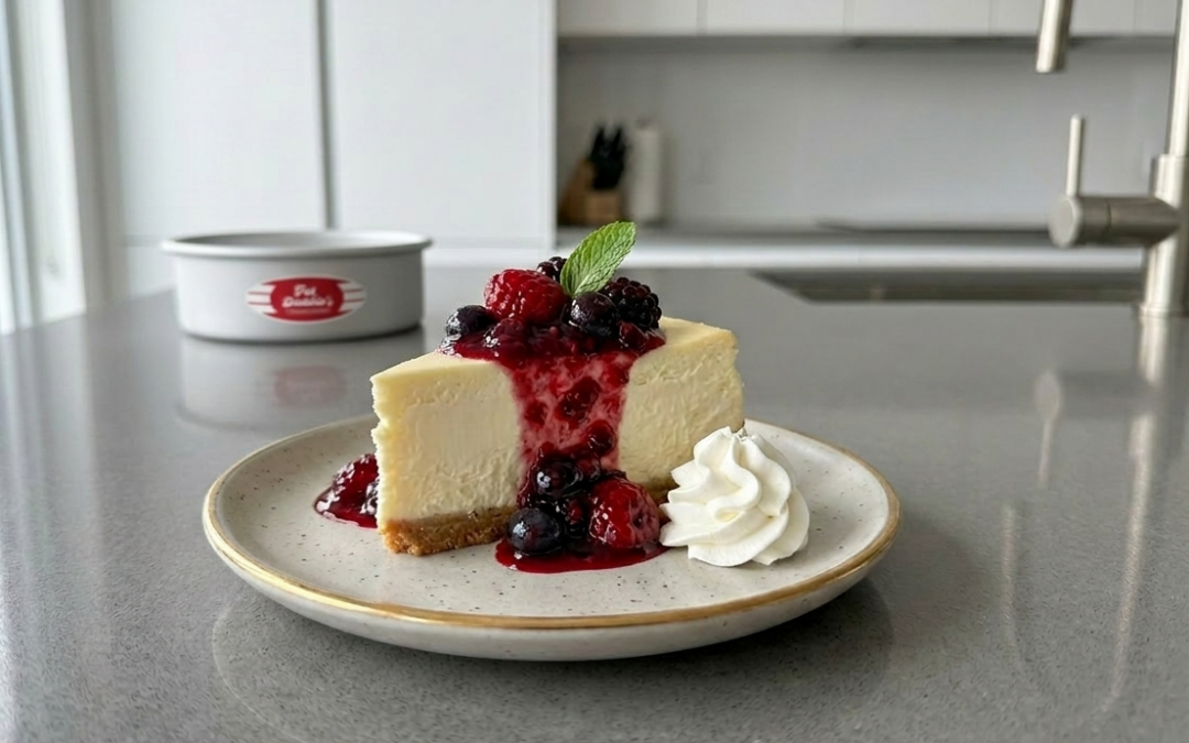 Spring Berry Compote Cheesecake Recipe Using a Removable Bottom Pan